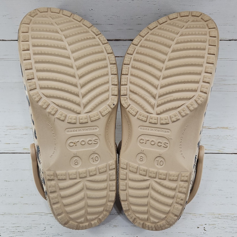 Crocs Classic Clogs Leopard Cheetah Print Womens 10 Tan Black Sandal 205838 - Picture 10 of 11